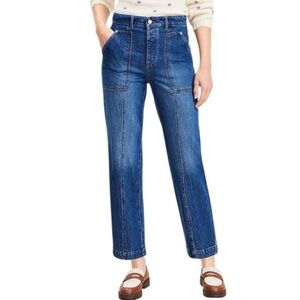 LOFT High Rise Utility Straight Button Front Dark Stone Wash Jeans 4/ 27